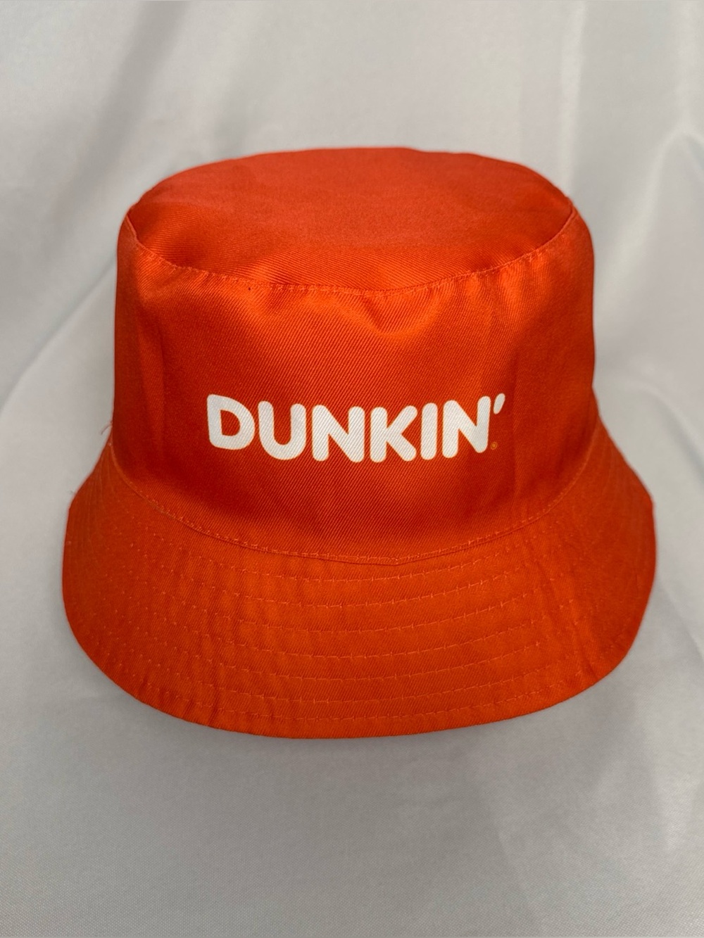 Dunkin' Donuts Reversible Bucket Hat Orange White Donut Print Logo Promo Merch